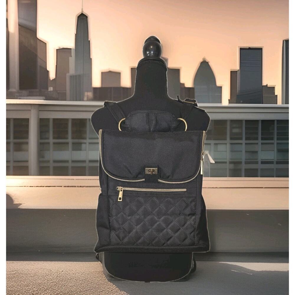 New! Travelon RFID Convertible Backpack Foldover Black 13"X11"